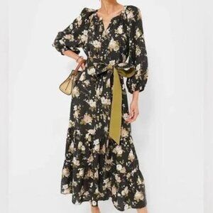 Tuckernuck Midnight Garden Floral Long Ballon Sleeve Lyles Maxi Dress Size XXXL
